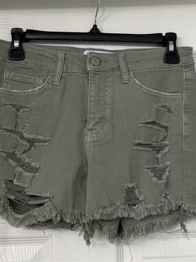Vervet Olive Army Green Distressed Shorts Small